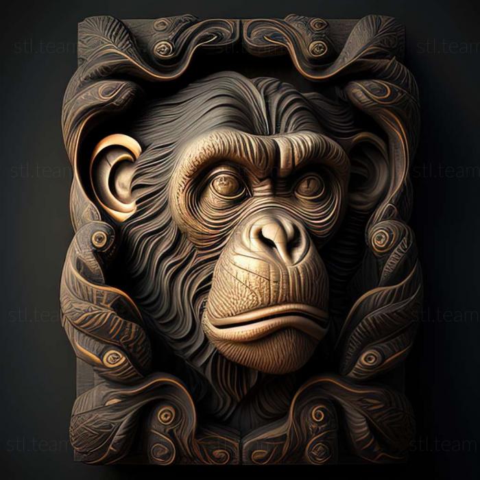 3D модель Відома тварина Конго шимпанзе (STL)